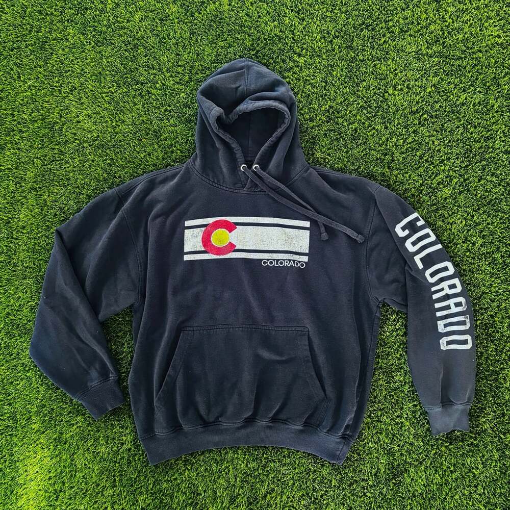 Colorado Navy Blue Hoodie Size XL State Flag Graphic Pullover